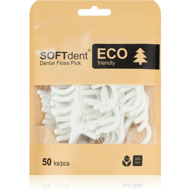 SOFTdent ECO Dental Floss Pick дентални клечки с конец 50 бр.