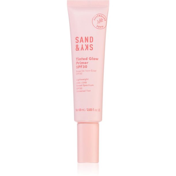 Sand & Sky Tinted Glow Primer SPF 30 защитна тонирана течност за лице SPF 30 60 мл. на ниска цена