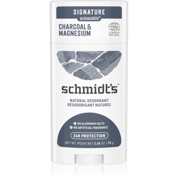 Schmidt's Charcoal + Magnesium дезодорант стик 24 часа 75 гр. на ниска цена