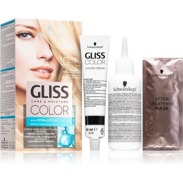 Schwarzkopf Gliss Color перманентната боя за коса цвят 10-0 Ultra Light Natural Blonde на ниска цена