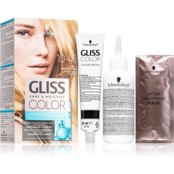 Schwarzkopf Gliss Color перманентната боя за коса цвят 10-40 Light Beige Blonde