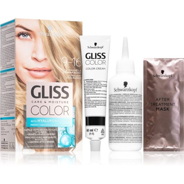 Schwarzkopf Gliss Color перманентната боя за коса цвят 9-16 Ultra Light Cool Blonde на ниска цена