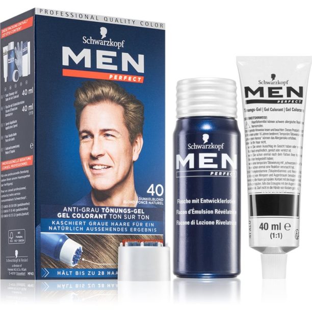 Schwarzkopf Men Perfect Anti-Grey Color Gel тониращ гел За коса за мъже 40 Natural Dark Blond