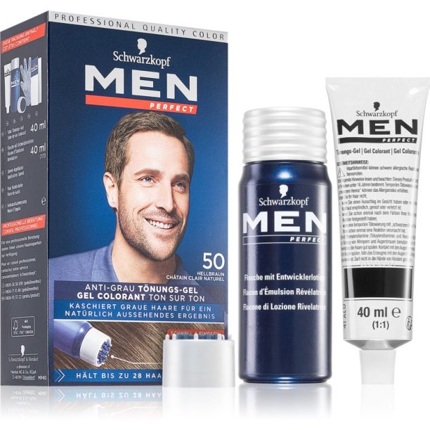 Schwarzkopf Men Perfect Anti-Grey Color Gel тониращ гел За коса за мъже 50 Light Brown