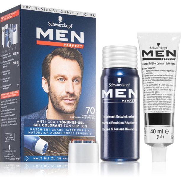 Schwarzkopf Men Perfect Anti-Grey Color Gel тониращ гел За коса за мъже 70 Natural Dark Brown