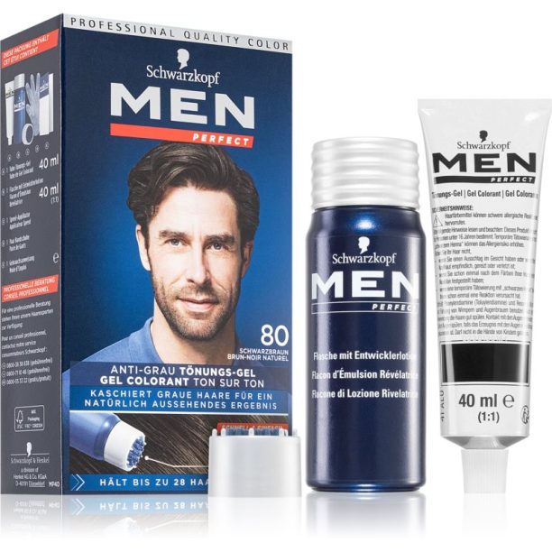 Schwarzkopf Men Perfect Anti-Grey Color Gel тониращ гел За коса за мъже 80 Natural Black Brown