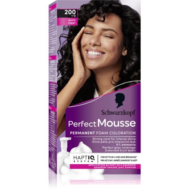 Schwarzkopf Perfect Mousse перманентната боя за коса цвят 200 Black 1 бр. на ниска цена