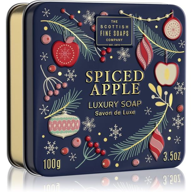 Scottish Fine Soaps Spiced Apple Luxury Soap луксозен твърд сапун в кутия 100 гр. на ниска цена