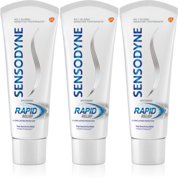 Sensodyne Rapid Whitening избелваща паста за зъби за чувствителни зъби 3x75 мл.