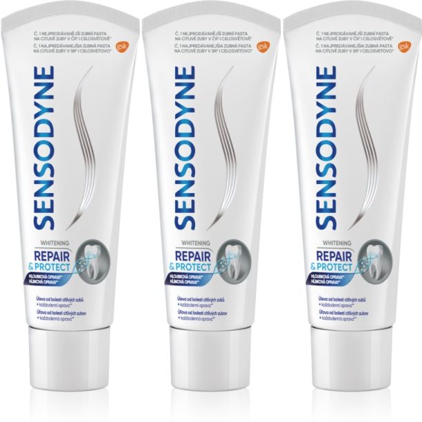 Sensodyne Repair & Protect Whitening избелваща паста за зъби за чувствителни зъби 3x75 мл.