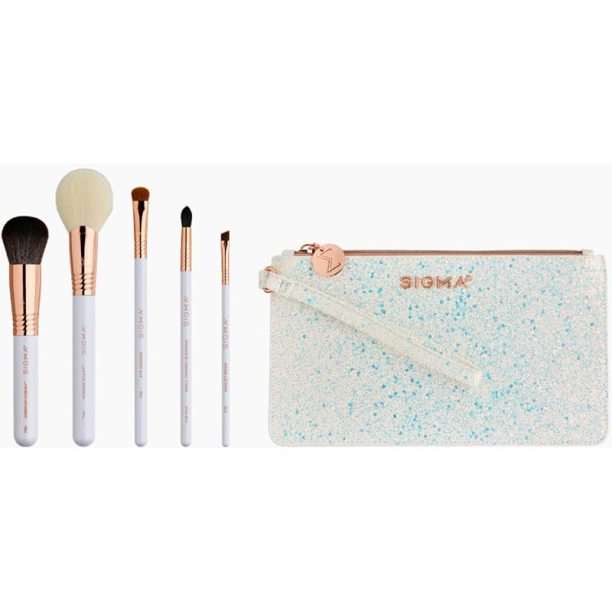 Sigma Beauty Holiday Glam Brush Set комплект за пътуване с четки и чантичка