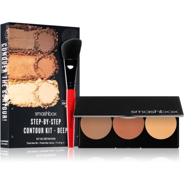 Smashbox Step By Step Contour Kit контурираща палитра за лице с четка цвят Medium/Dark 11.47 гр.