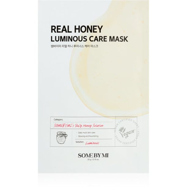 Some By Mi Daily Solution Honey Luminous Care озаряваща платнена маска 20 гр.