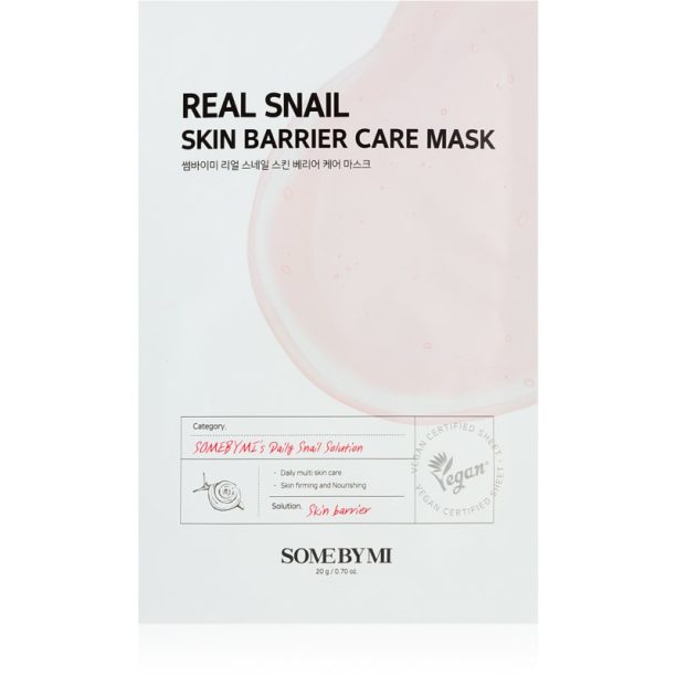 Some By Mi Daily Solution Snail Skin Barrier Care Mask подсилваща платнена маска за регенерация и възстановяване на кожата 20 гр.