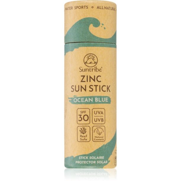 Suntribe Sports Zinc Stick минерална защитна пръчица за чувствителни места SPF 30 Ocean Blue 30 гр. на ниска цена