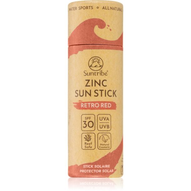 Suntribe Sports Zinc Stick минерална защитна пръчица за чувствителни места SPF 30 Retro Red 30 гр. на ниска цена