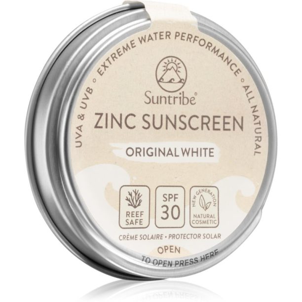 Zinc Sunscreen Suntribe Zinc Sunscreen минерален защитен крем за лице и тяло SPF 30 Original White 45 гр.