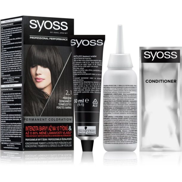 Syoss Color перманентната боя за коса цвят 2_1 Natural Black Brown 1 бр.