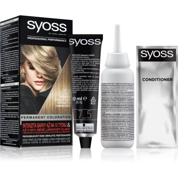 Syoss Color перманентната боя за коса цвят 7-5 Natural Ashy Blond на ниска цена