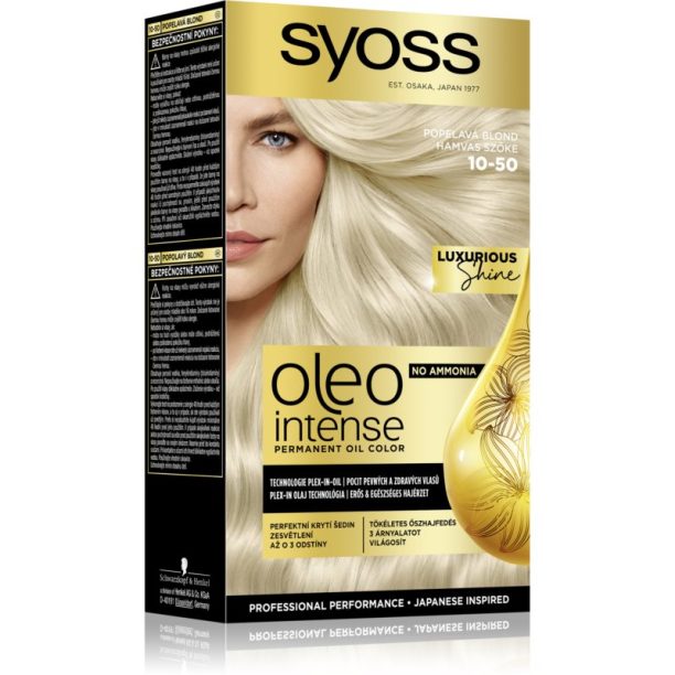 Syoss Oleo Intense перманентната боя за коса с олио цвят 10-50 Light Ashy Blond 1 бр.