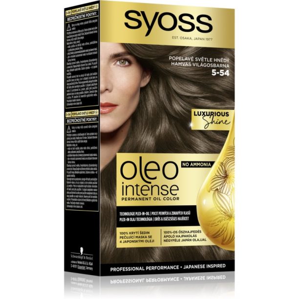 Syoss Oleo Intense перманентната боя за коса с олио цвят 5-54 Ashy Light Brown 1 бр. на ниска цена