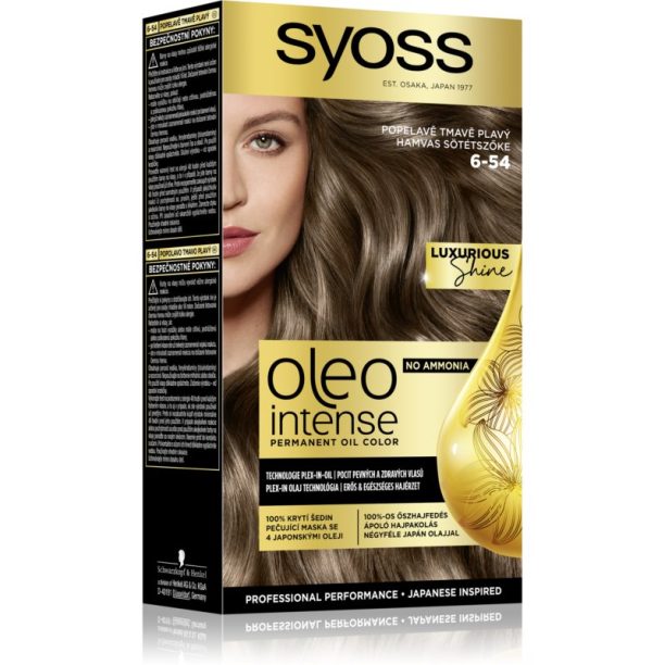 Syoss Oleo Intense перманентната боя за коса с олио цвят 6-54 Ashy Dark Blond 1 бр. на ниска цена