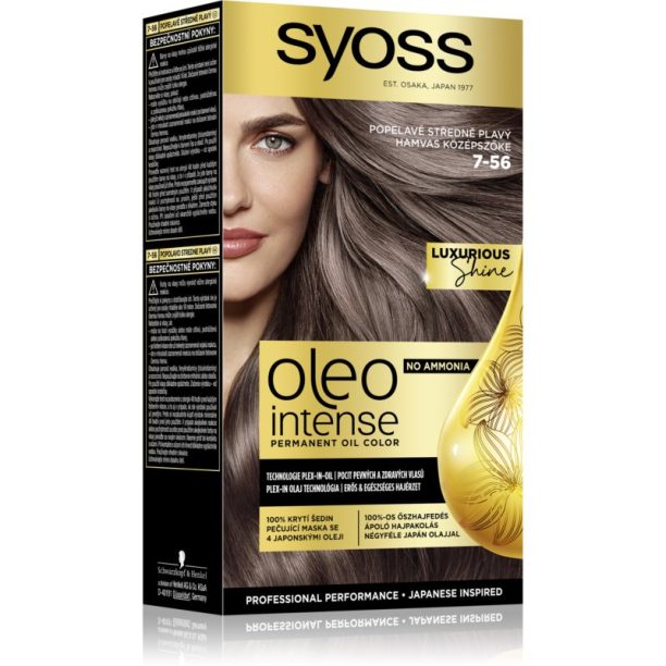 Syoss Oleo Intense перманентната боя за коса с олио цвят 7-56 Ashy Medium Blond 1 бр. на ниска цена