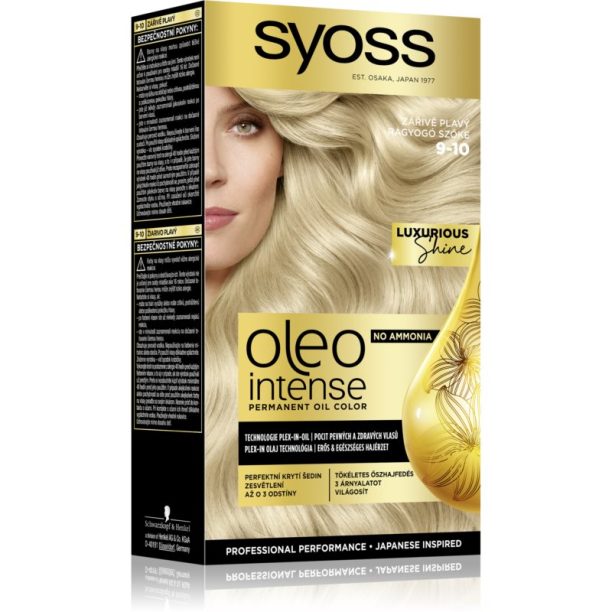 Syoss Oleo Intense перманентната боя за коса с олио цвят 9-10 Bright Blond 1 бр.