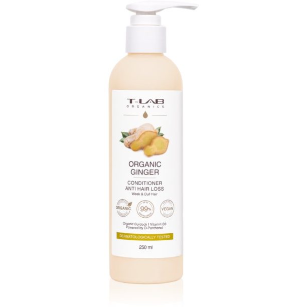 T-LAB Organics Organic Ginger Anti Hair Loss Conditioner подсилващ балсам за разредена коса 250 мл.