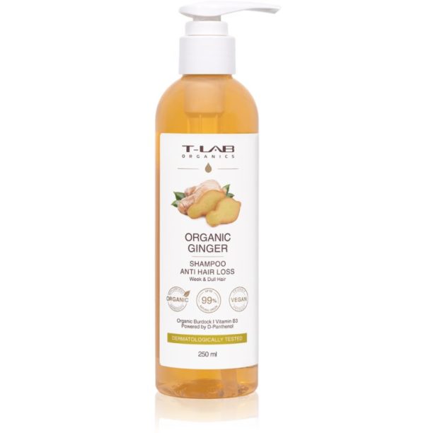 T-LAB Organics Organic Ginger Anti Hair Loss Shampoo подсилващ шампоан за разредена коса 250 мл.