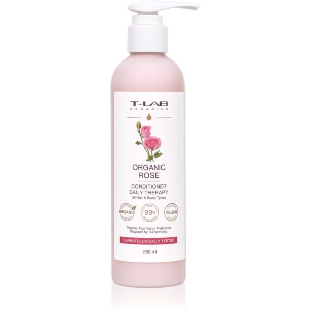 T-LAB Organics Organic Rose Daily Therapy Conditioner хидратиращ успокояващ балсам за ежедневна употреба мл.