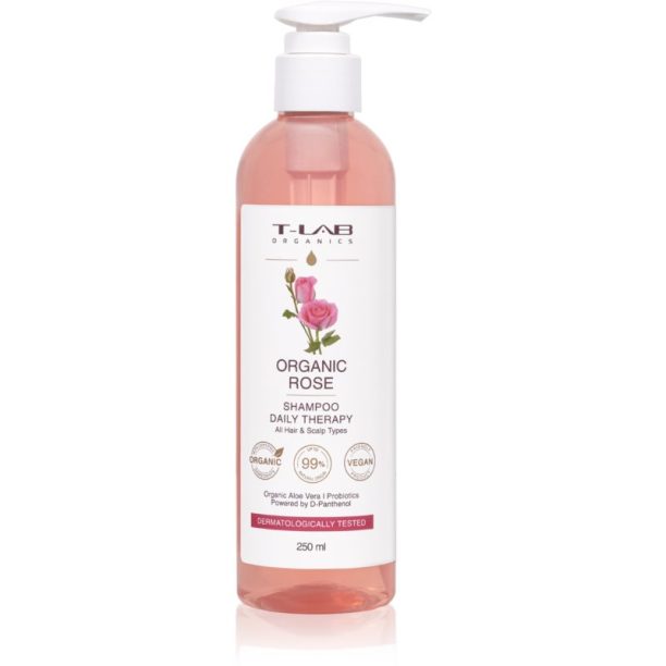 T-LAB Organics Organic Rose Daily Therapy Shampoo успокояващ шампоан за всички видове коса мл.