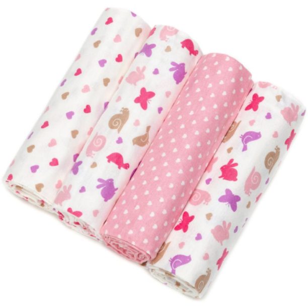 T-TOMI Cloth Diapers Pink snails пелени от плат 76x76 cm 4 бр.