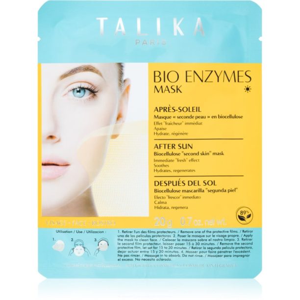 Talika Bio Enzymes Mask After Sun успокояваща платнена маска след слънчеви бани 1 бр.