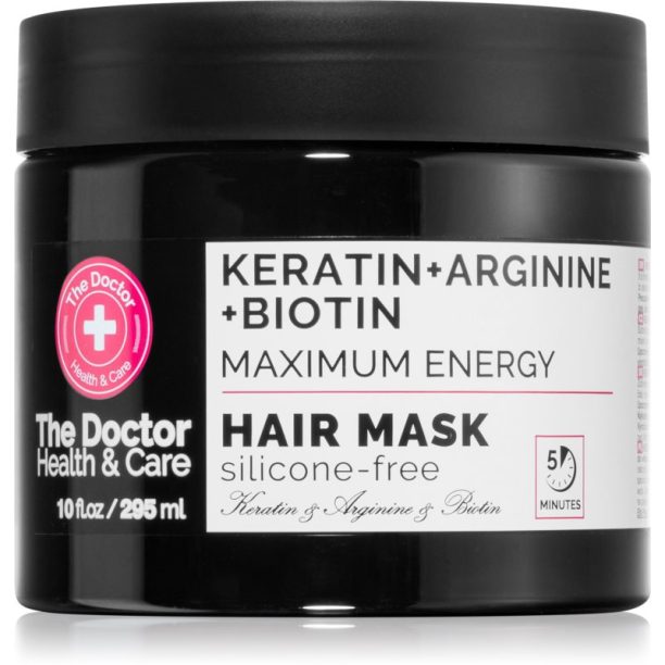 The Doctor Keratin + Arginine + Biotin Maximum Energy кератинова маска За коса 295 мл.