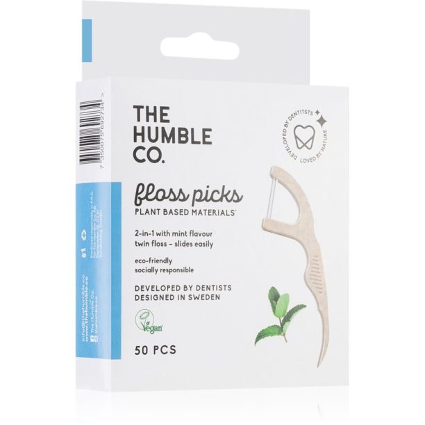 The Humble Co. Floss Picks клечки за зъби Mint 50 бр.