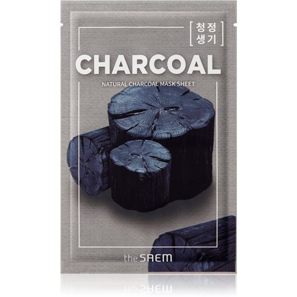 The Saem Natural Mask Sheet Charcoal платнена маска с почистващ ефект 21 мл.