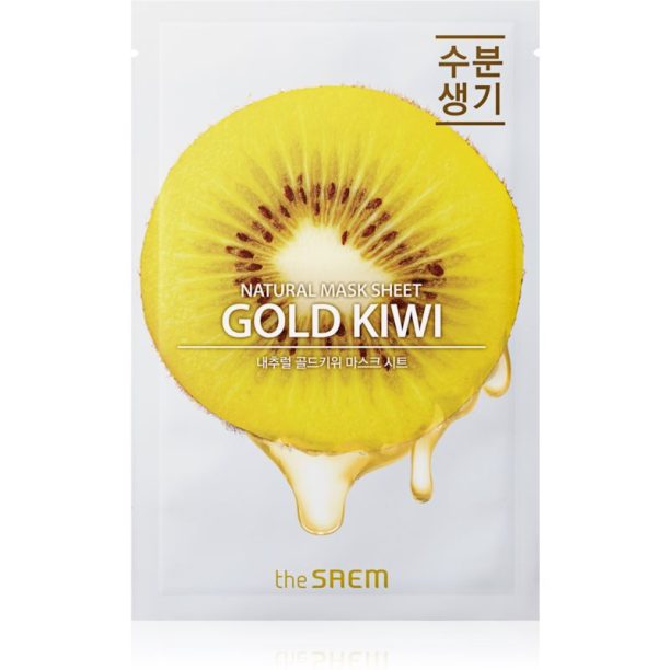 The Saem Natural Mask Sheet Gold Kiwi платнена маска с озаряващ и хидратиращ ефект 21 мл.