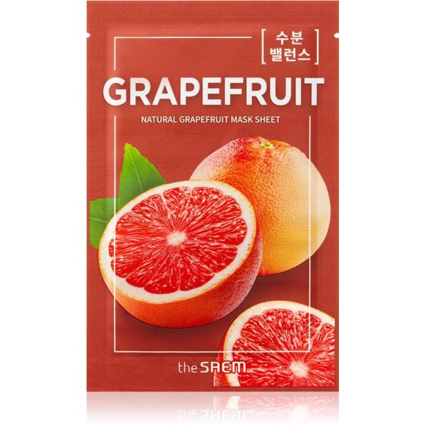 The Saem Natural Mask Sheet Grapefruit платнена маска за озаряване и виталитет на кожата 21 мл.