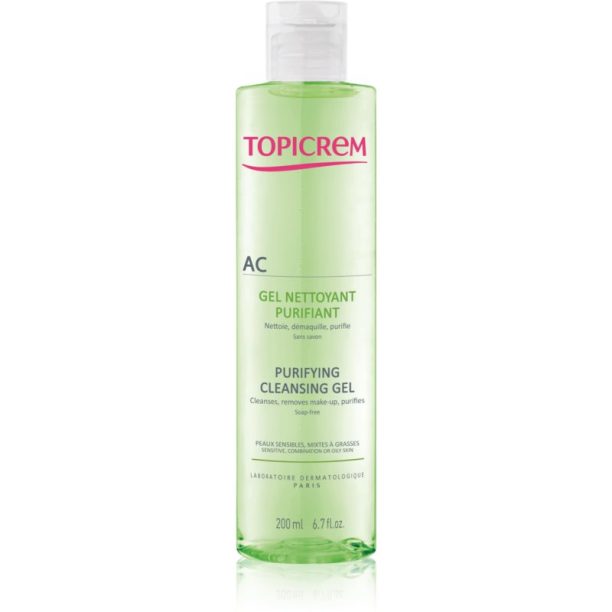 Topicrem AC Purifying Cleansing Gel дълбоко почистващ гел за мазна чувствителна кожа 200 мл.