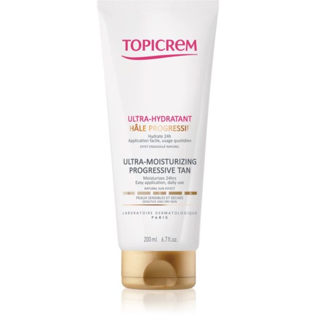 Topicrem UH BODY Ultra-Moisturizing Progressive Tan хидратиращ бронзиращ лосион за суха и чувствителна кожа 200 мл.