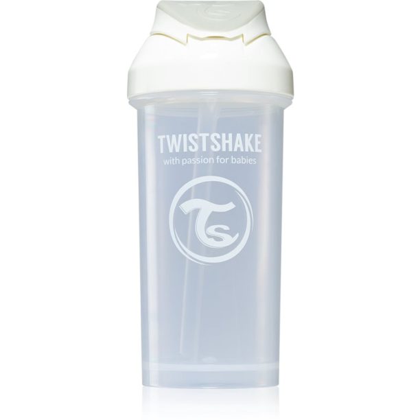 Twistshake Straw Cup White шише със сламка 6m+ 360 мл.