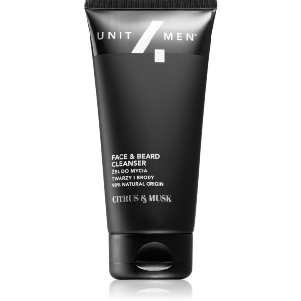 Unit4Men Face & Beard Cleanser Citrus&Musk почистващ гел за зоната на лицето и брадата 150 мл.