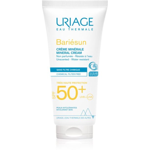 Uriage Bariésun Mineral Cream SPF 50+ минерален защитен крем за лице и тяло SPF 50+ водоустойчив 100 мл.