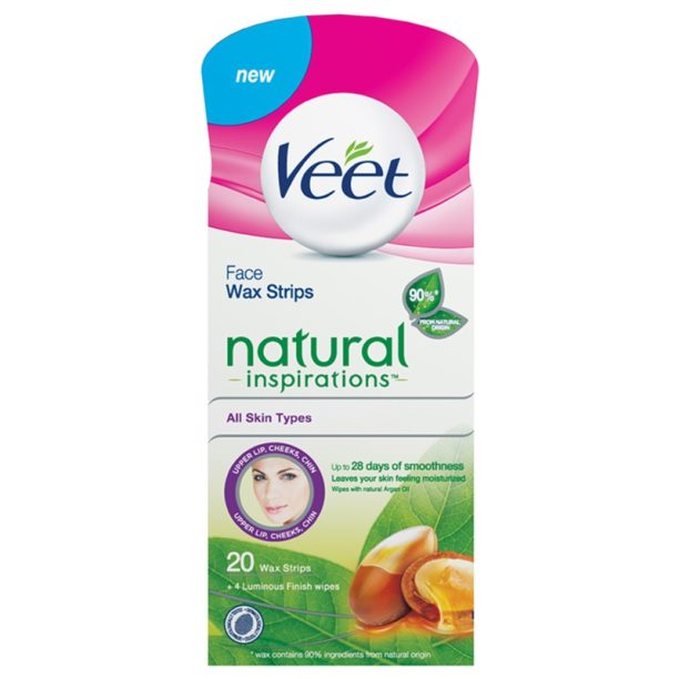 Veet Natural Inspirations™ восъчни ленти за епилация за лице с арганово масло 20 бр. на ниска цена