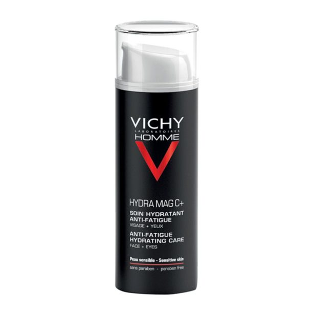 Vichy Homme Hydra-Mag C хидратираща грижа против признаци на умора за лице и околоочната област 50 мл.