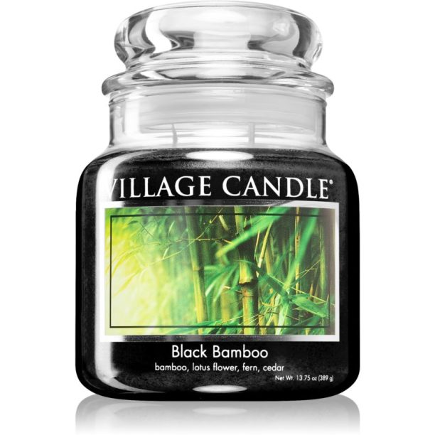 Village Candle Black Bamboo ароматна свещ  (Glass Lid) 389 гр.