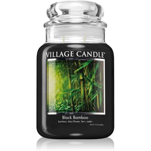 Village Candle Black Bamboo ароматна свещ (Glass Lid) 602 гр.