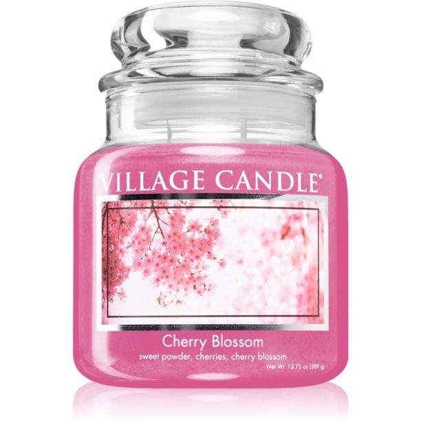 Village Candle Cherry Blossom ароматна свещ  (Glass Lid) 389 гр.