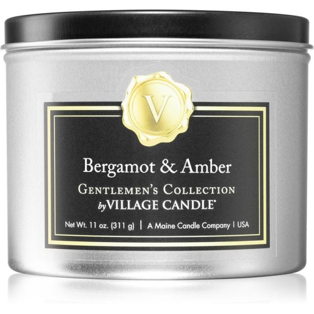 Village Candle Gentlemen's Collection Bergamot & Amber ароматна свещ в кутия 311 гр.